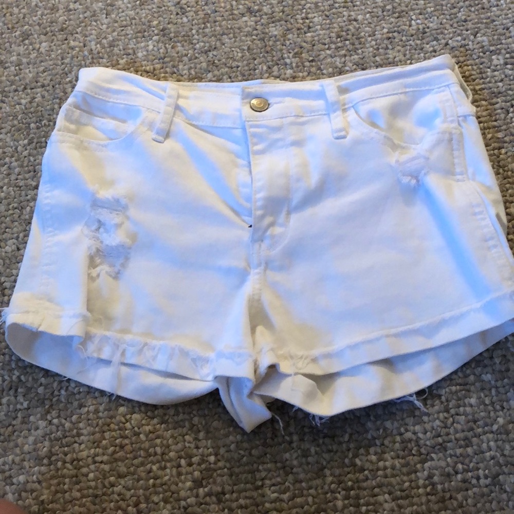 white hollister jean shorts